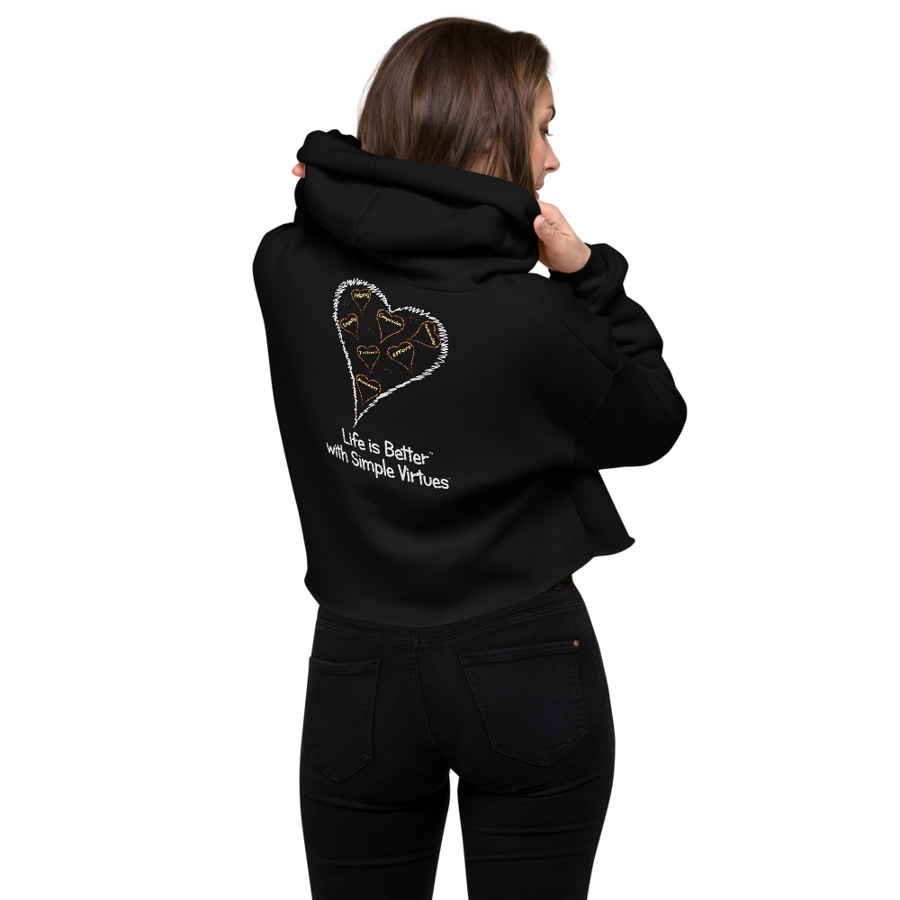 Black "Hearts Aloft" Crop Hoodie