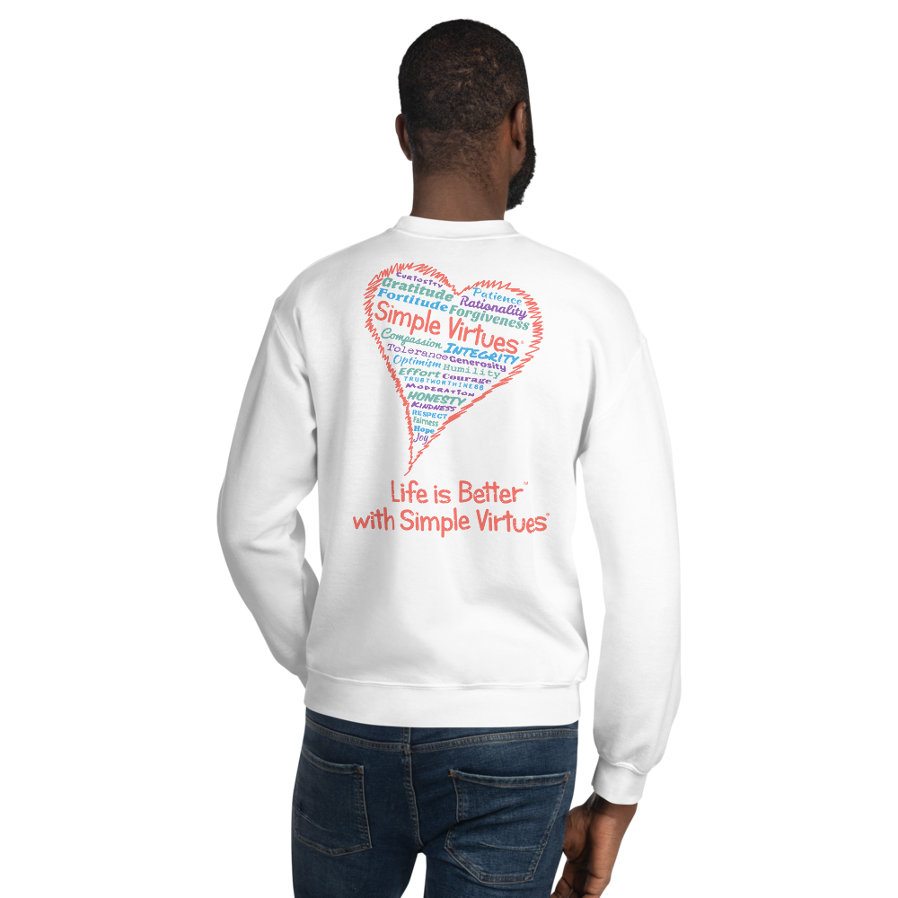 White "Heart Full of Virtues" Unisex Sweatshirt