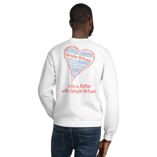 White "Heart Full of Virtues" Unisex Sweatshirt