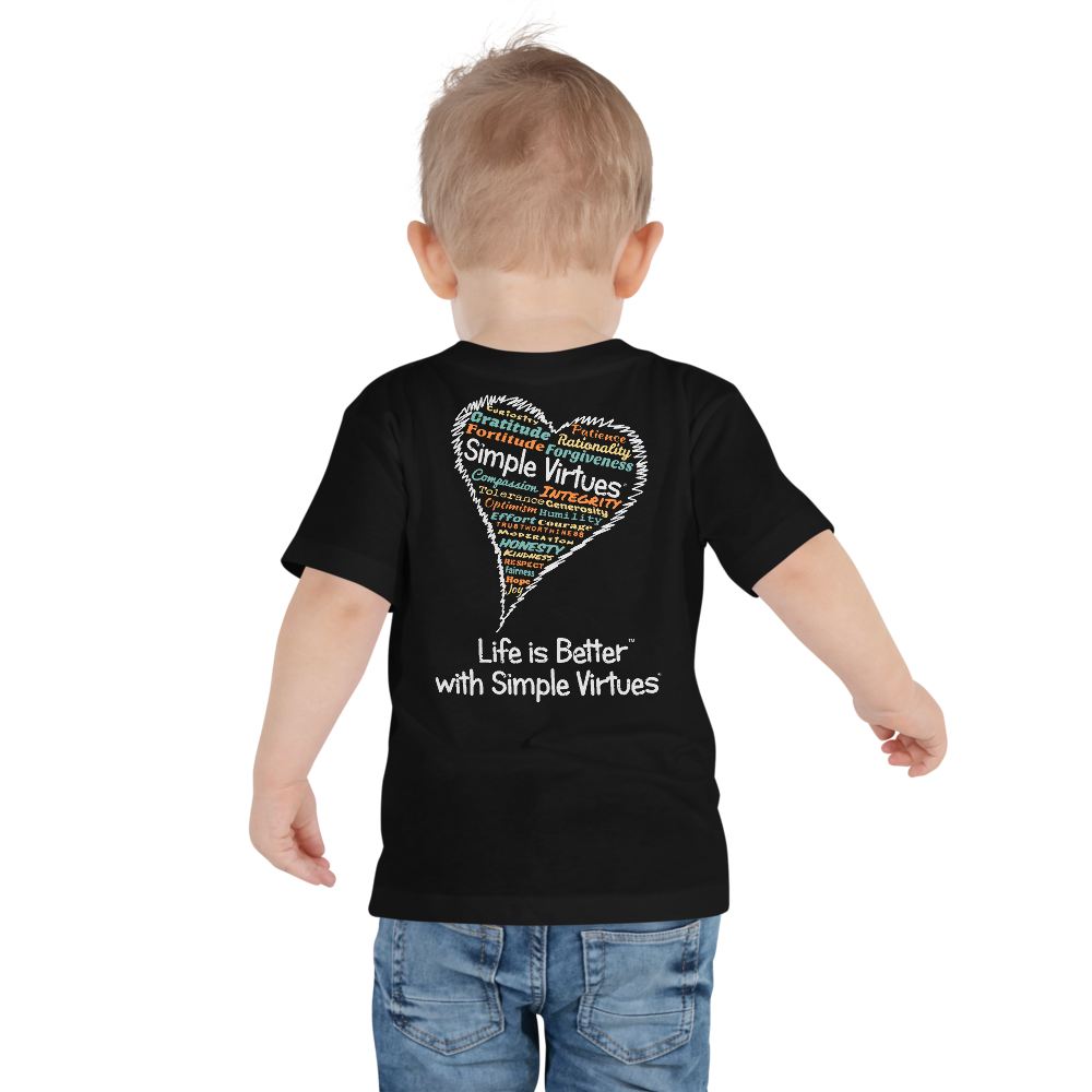 Black "Heart Full of Virtues" Toddler Short Sleeve Tee