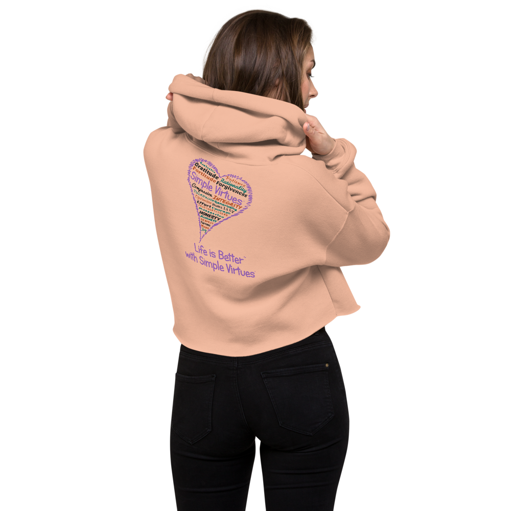Peach "Heart Full of Virtues" Crop Hoodie