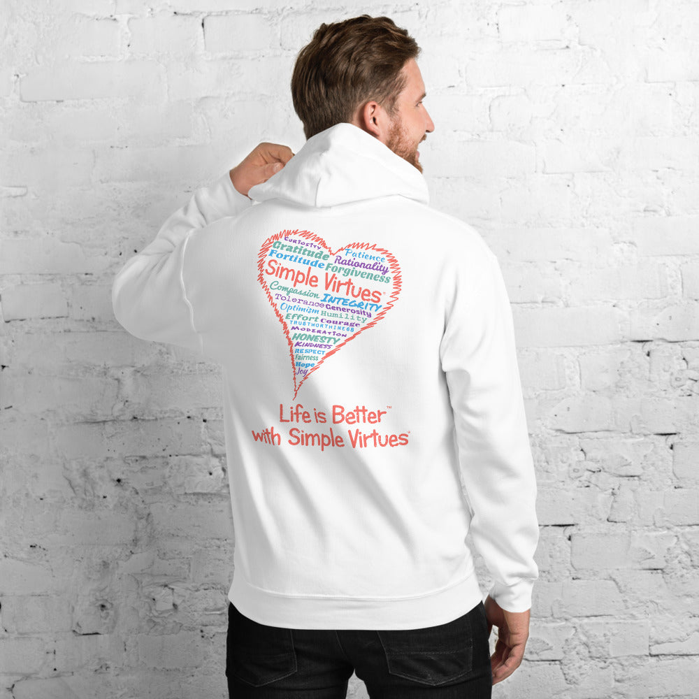 White "Heart Full of Virtues" Unisex Hoodie