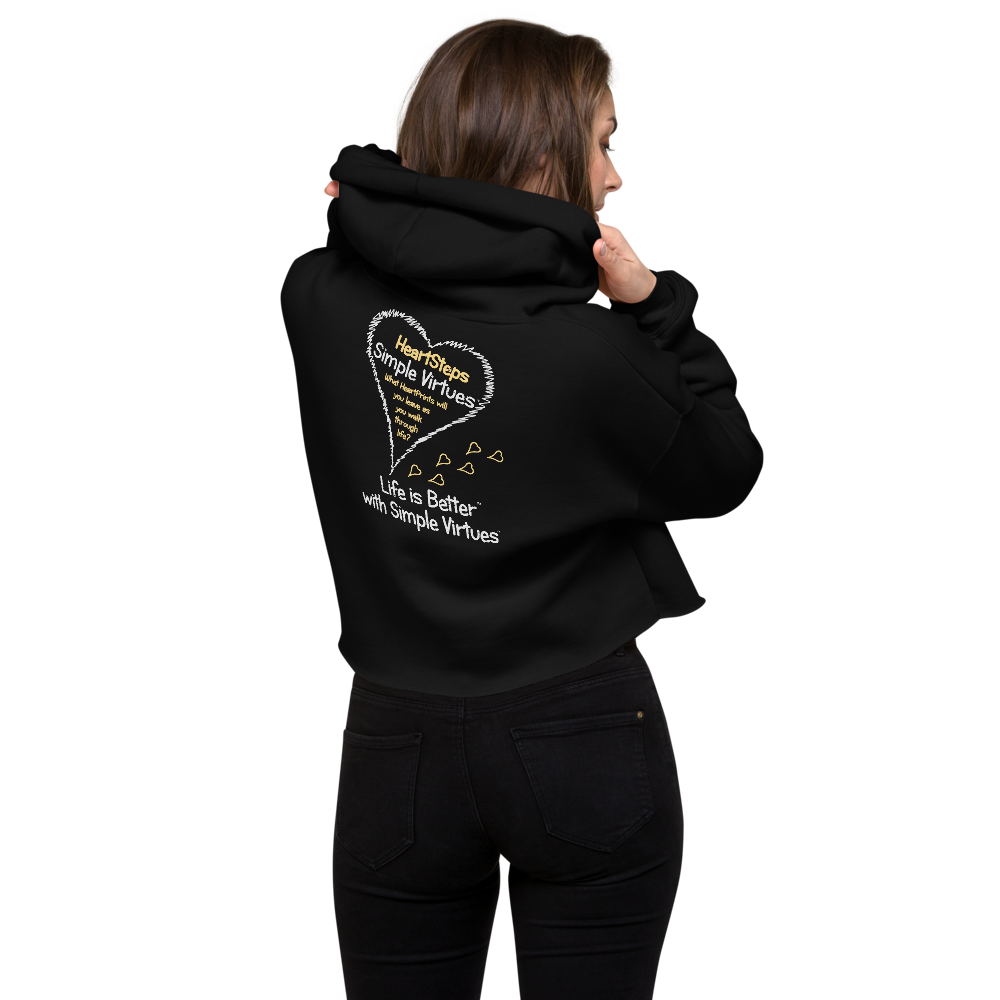 Black "HeartSteps" Crop Hoodie