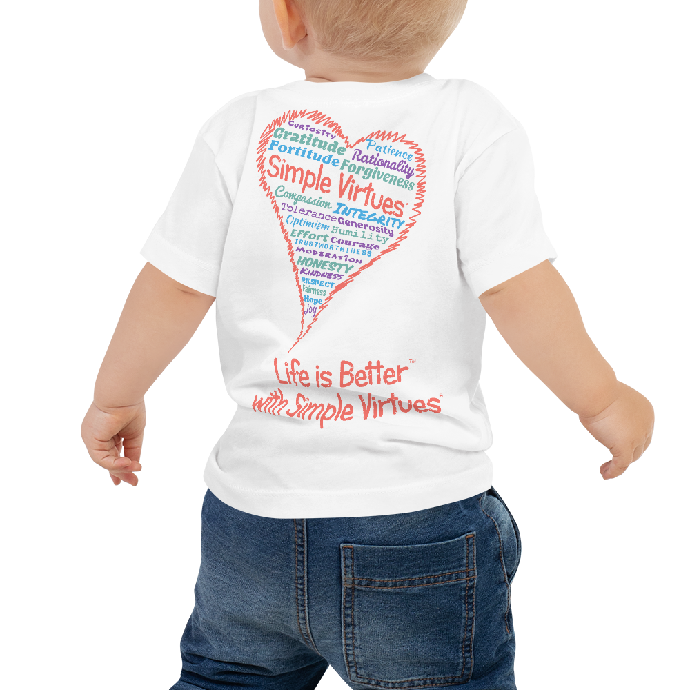 White "Heart Full of Virtues" Baby Short Sleeve Tee
