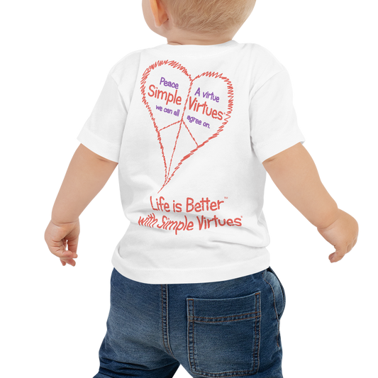 White "Peace Heart" Baby Short Sleeve Tee
