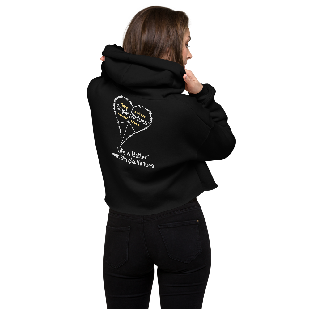 Black "Peace Heart" Crop Hoodie
