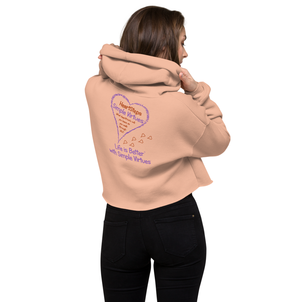 Peach "HeartSteps" Crop Hoodie