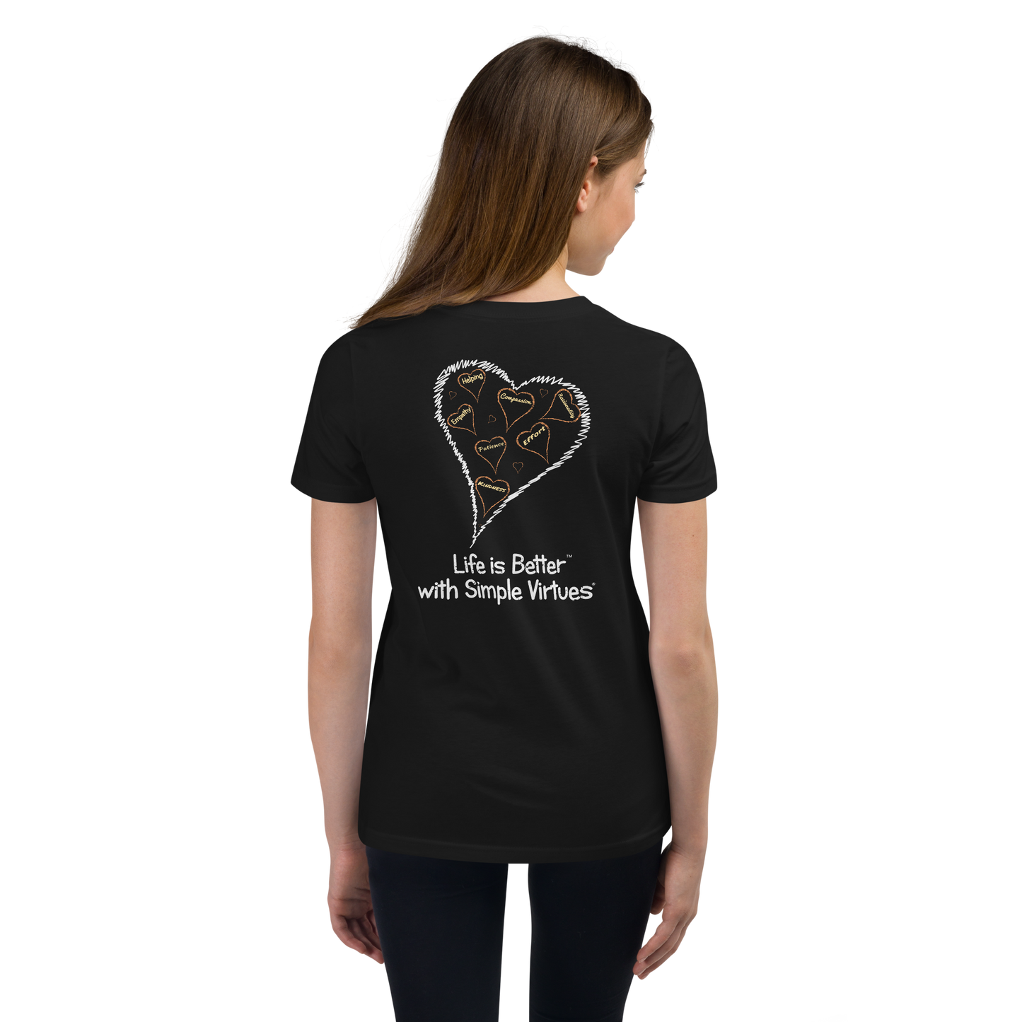 Black "Hearts Aloft" Youth Unisex Short Sleeve T-Shirt