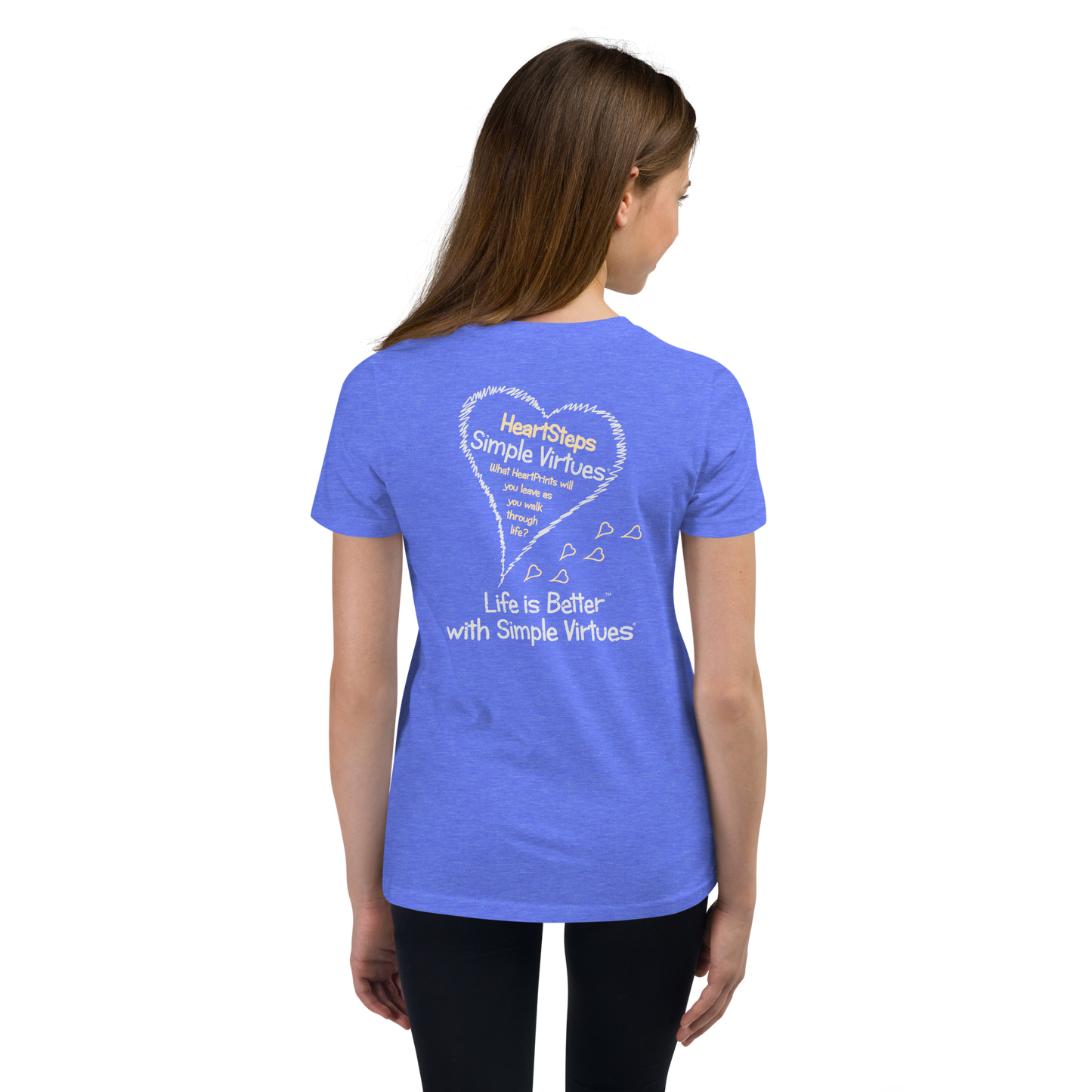 Heather Blue "HeartSteps" Youth Unisex Short Sleeve T-Shirt