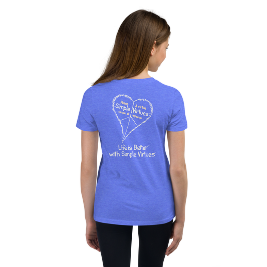 Heather Blue "Peace Heart" Youth Unisex Short Sleeve T-Shirt