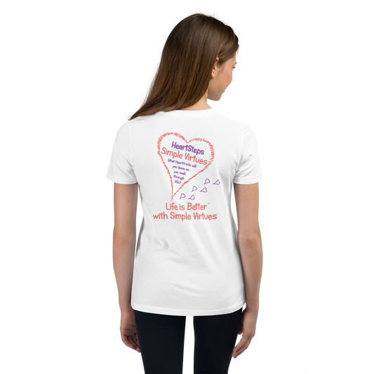 White "HeartSteps" Youth Unisex Short Sleeve T-Shirt