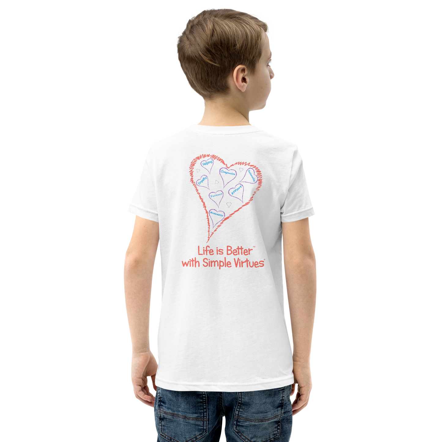 White "Hearts Aloft" Youth Unisex Short Sleeve T-Shirt