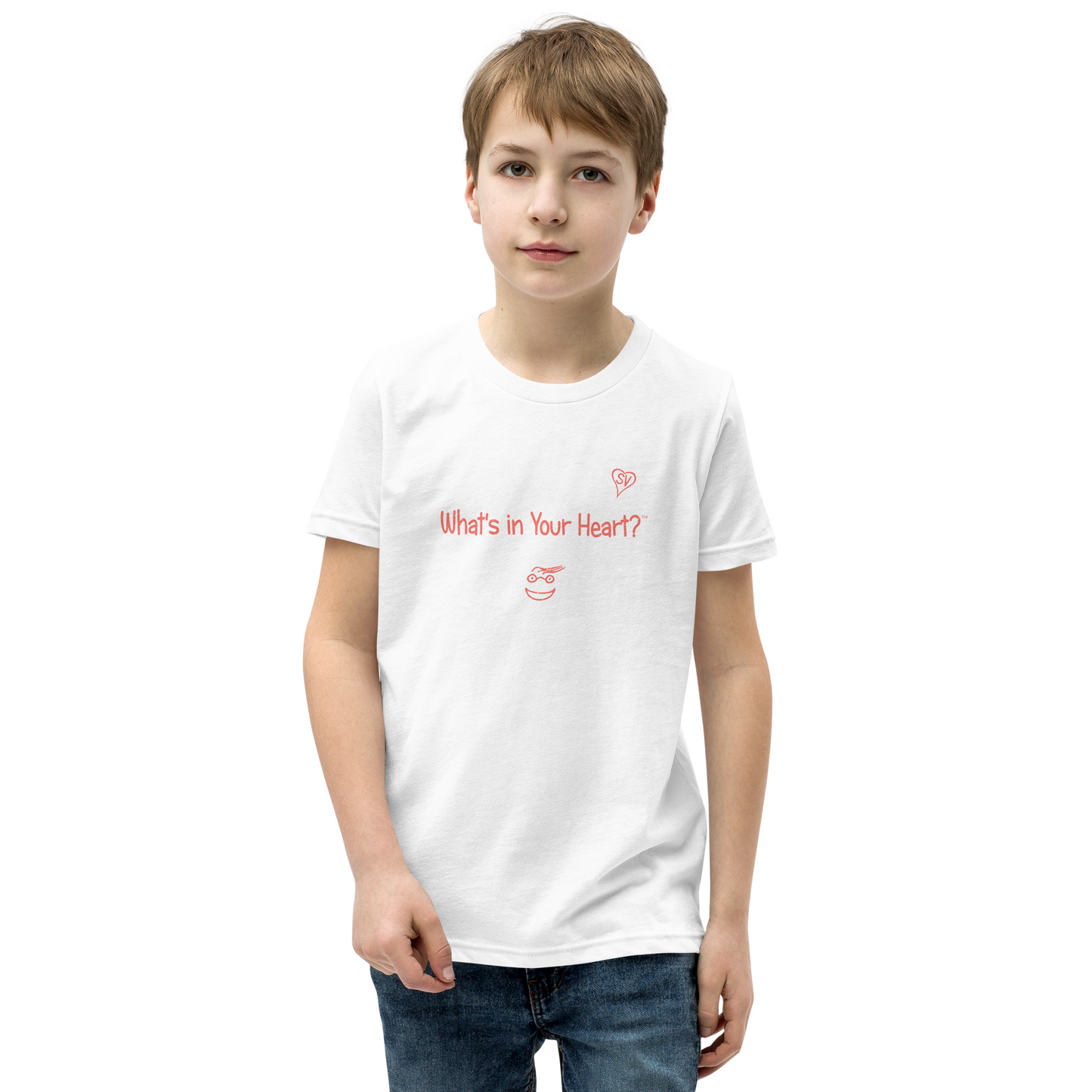 White "HeartSteps" Youth Unisex Short Sleeve T-Shirt