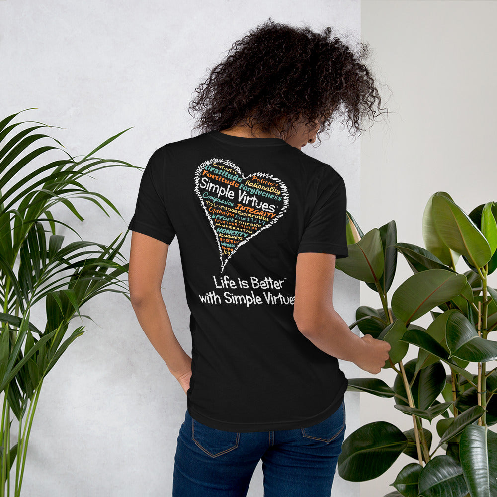 Black "Heart Full of Virtues" Short-Sleeve Unisex T-Shirt