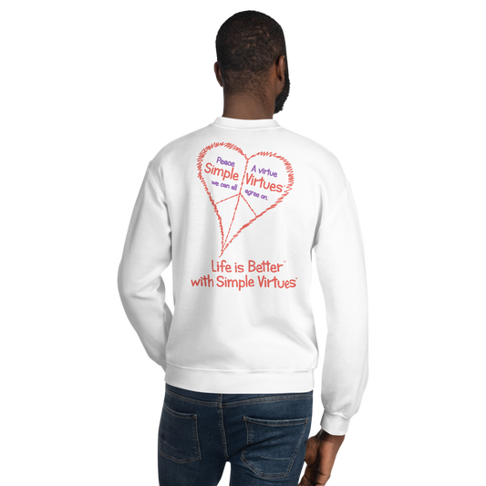 White "Peace Heart" Unisex Sweatshirt