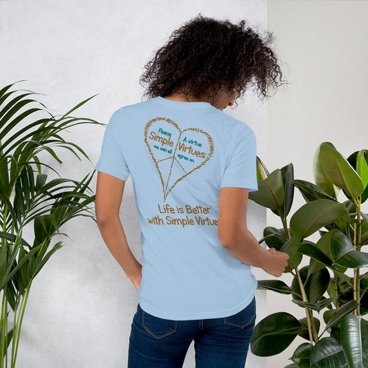 Light Blue "Peace Heart" Short-Sleeve Unisex T-Shirt