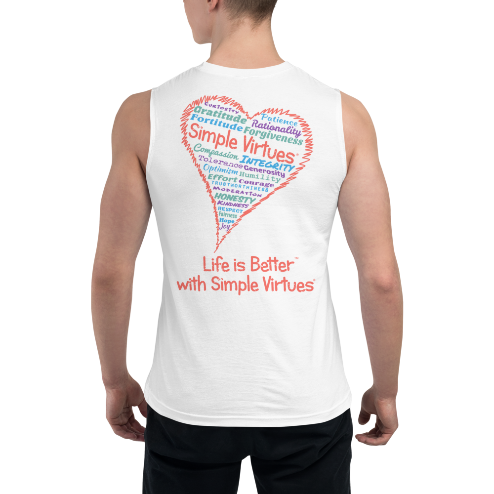 White Men's "Heart Full of Virtues" Muscle Shirt