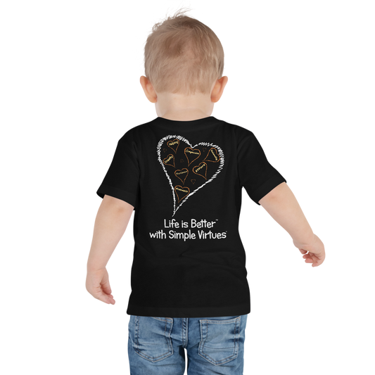 Black "Hearts Aloft" Toddler Short Sleeve Tee