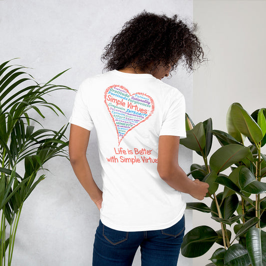 White "Heart Full of Virtues" Short-Sleeve Unisex T-Shirt
