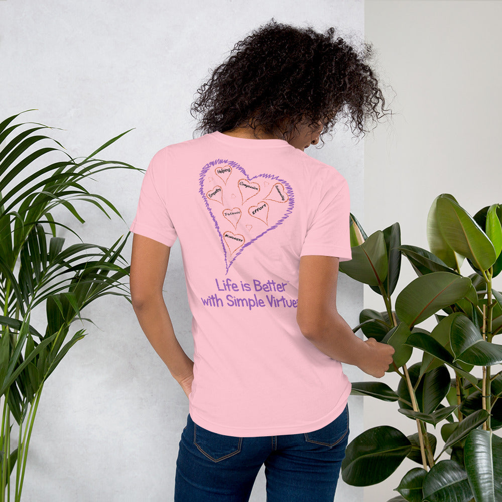 Pink "Hearts Aloft" Short-Sleeve Unisex T-Shirt