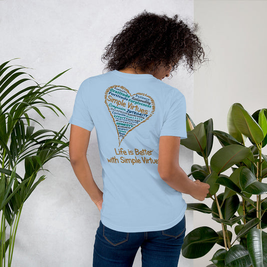 Light Blue "Heart Full of Virtues" Short-Sleeve Unisex T-Shirt