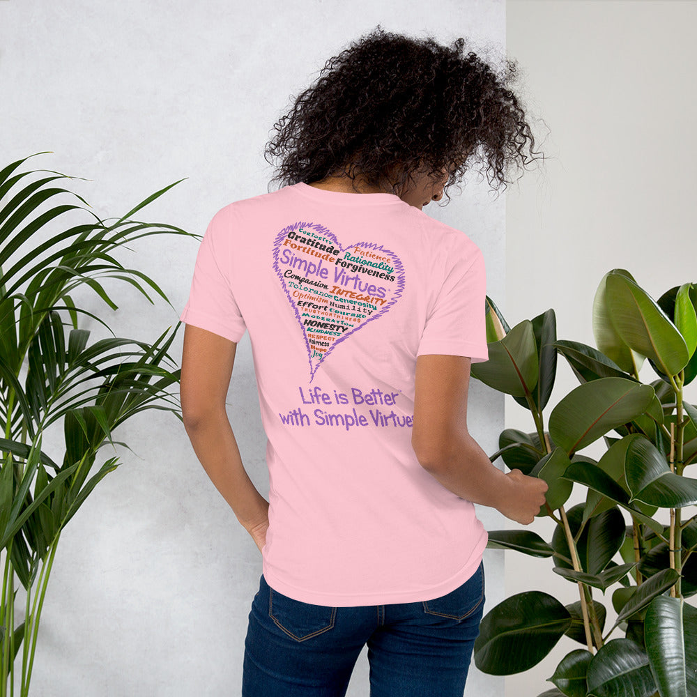 Pink "Heart Full of Virtues" Short-Sleeve Unisex T-Shirt