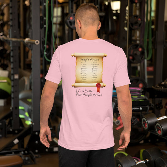Pink "Scroll of Virtues" Short-Sleeve Unisex T-Shirt
