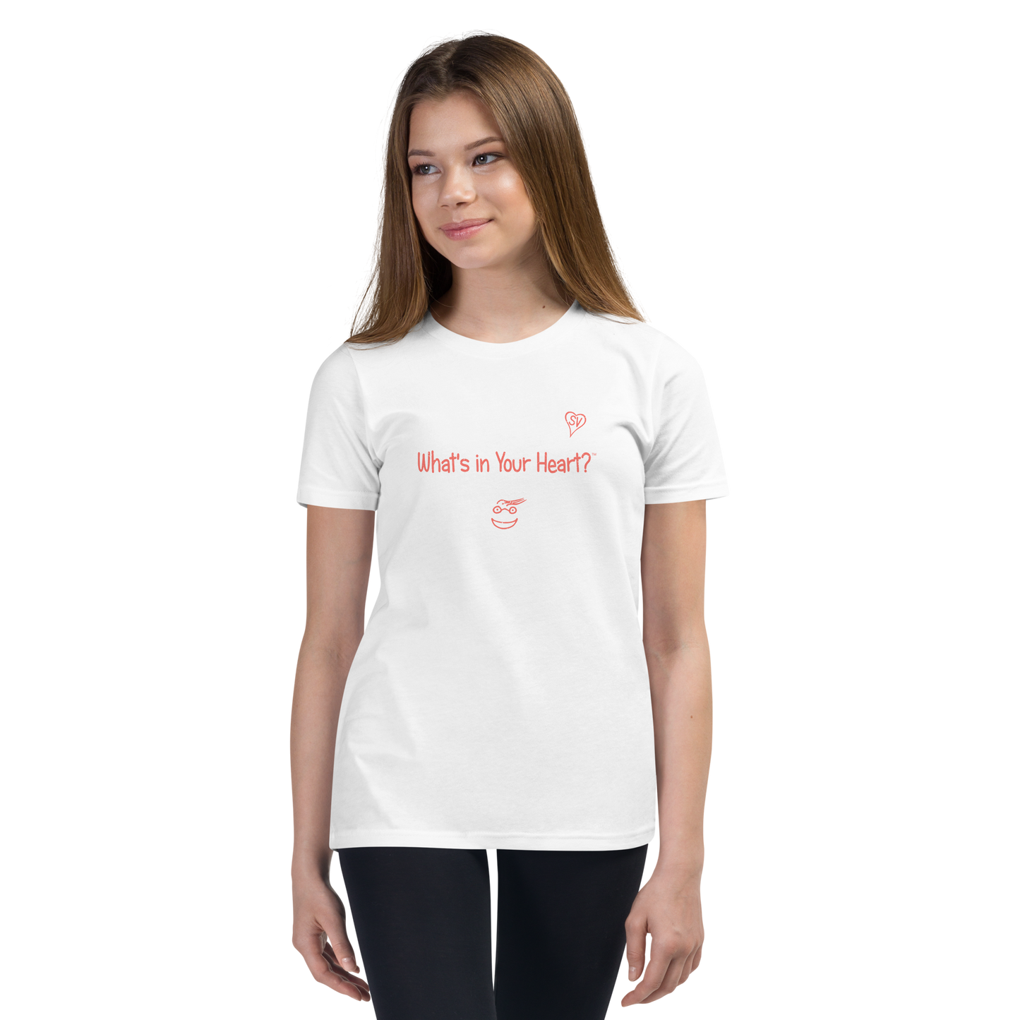 White "Heart Full of Virtues" Youth Unisex Short Sleeve T-Shirt