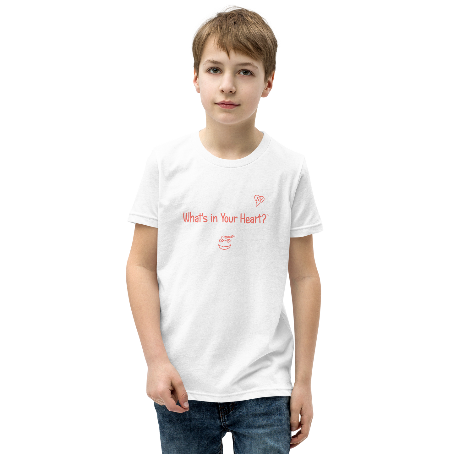 White "Hearts Aloft" Youth Unisex Short Sleeve T-Shirt